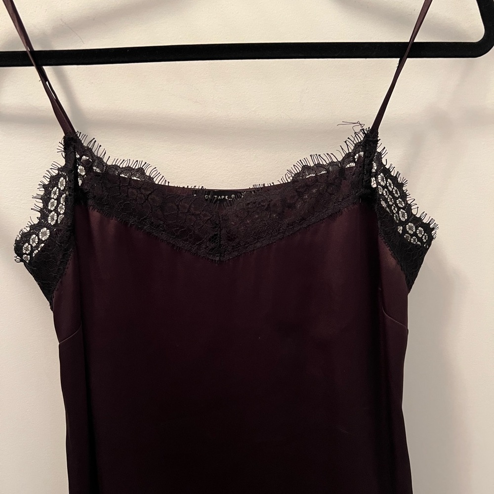 Black Tape Burgundy Tank Top with Lace Small